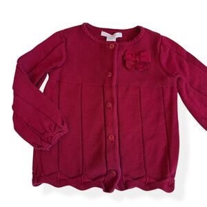 Janie and Jack Red Button Up Cardigan Cotton Sweater 2T